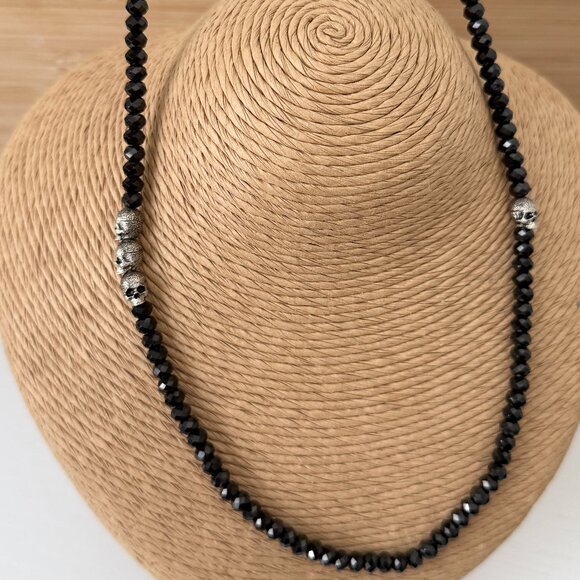 David Yurman Black Spinel Skull Station Memento Mori Spiritual Bead Necklace 26’ - Picture 1 of 4